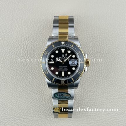Clean Factory Rolex Submariner 126613LN | 41mm Bicolor Mostrador Preto | Melhor Relógio Réplica