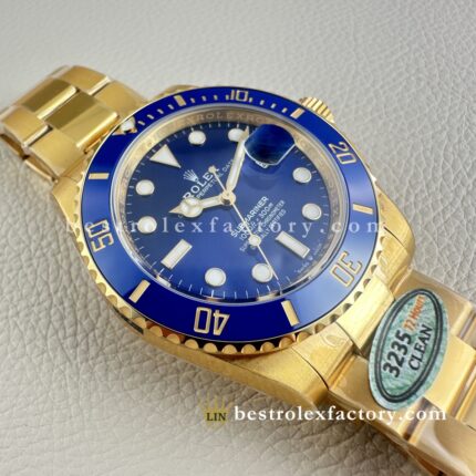 Clean Factory Rolex Submariner 126618LB | 41mm Ouro Completo Mostrador Azul | Melhor Relógio Réplica