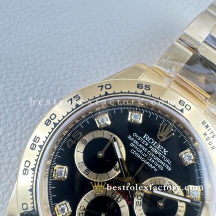 Rolex Daytona 116508-0016 Mostrador Preto Moissanite – Clean Factory Super Clone 4130
