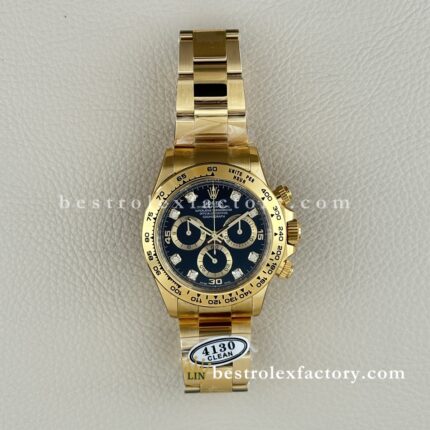 Rolex Daytona 116508-0016 Mostrador Preto Moissanite – Clean Factory Super Clone 4130