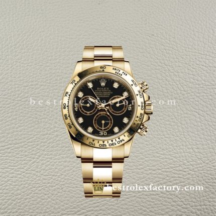 Rolex Daytona 116508-0008 Black Dial – Clean Factory Super Clone Ouro Amarelo