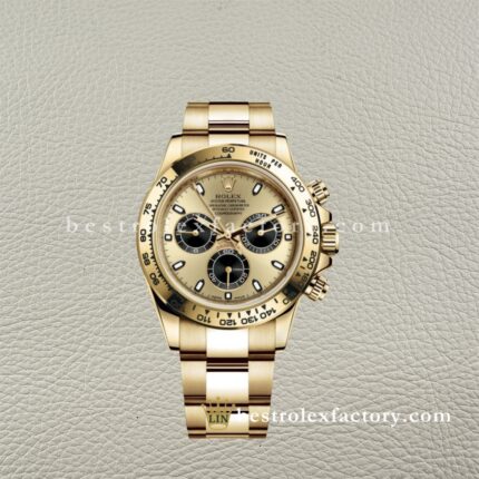 Rolex Daytona 116508-0014 Mostrador Champagne – Clean Factory Super Clone Ouro Amarelo