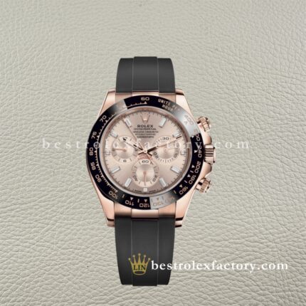 Rolex Daytona 116515LN-0061 Ouro Everose Mostrador Sundust Diamante Baguette – Clean Factory