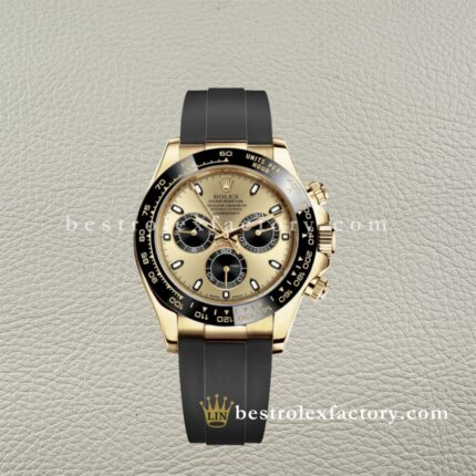 Rolex Daytona 116518LN-0048 Clean Factory Réplica Oro Amarillo Esfera Champagne Negra