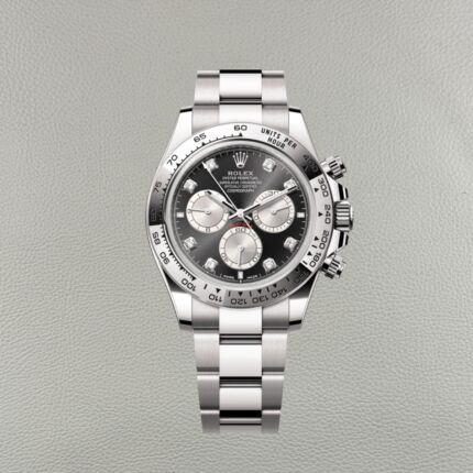 Rolex Daytona 126509 Ouro Branco Mostrador Preto Moissanite Replica