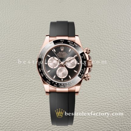 Rolex Daytona 126515LN Everose Gold Mastery Mostrador Preto – Réplica Clean Factory Super Clone