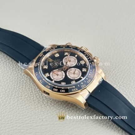 Clean Factory Rolex Daytona 126518LN-0006 Mostrador Preto Diamante Subdiais Champagne Ouro Amarelo - Dandong 4131 | Moissanita