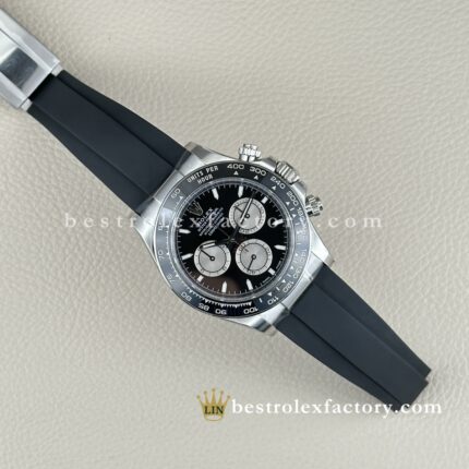 Rolex Daytona 126519LN Reverse Panda Mostrador Preto – Réplica Clean Factory Super Clone