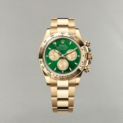 Rolex Daytona 126508-0008 Super Clone – Mostrador Verde e Caixa em Ouro Amarelo 40mm