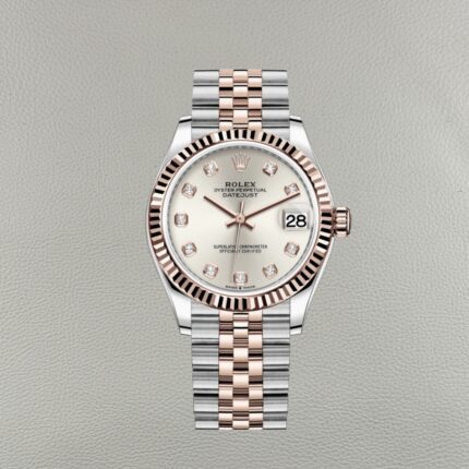 Rolex Lady Datejust 278271-0016 Mostrador Prateado com Moissanite | Réplica Clean Factory 31mm Ouro Everose