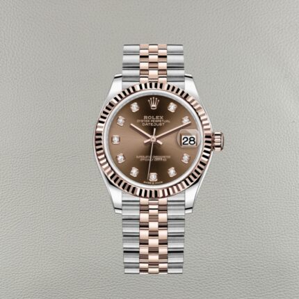 Rolex Lady Datejust 278271-0028 Chocolate com Moissanite | Réplica Clean Factory 31mm Ouro Everose