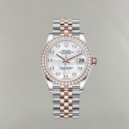 Rolex Lady Datejust 278381RBR-0026 Madrepérola & Moissanite | Réplica Clean Factory 31mm Ouro Everose