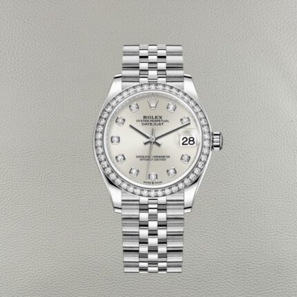 Rolex Datejust 278384RBR-0034 Clean Factory | Mostrador Prateado com Bezel de Moissanite 31mm