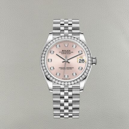 Rolex Lady Datejust 278384RBR-0036 Rosa com Bezel Moissanite | Réplica Clean Factory 31mm Aço 904L