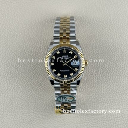 Rolex Datejust 126233-0021 Black Moissanite Dial | Super Clone Clean Factory 36mm Two-Tone